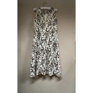 JP & Mattie Women's Medium Sleeveless A-Line Dress V-Neck Back Zip Floral Linen